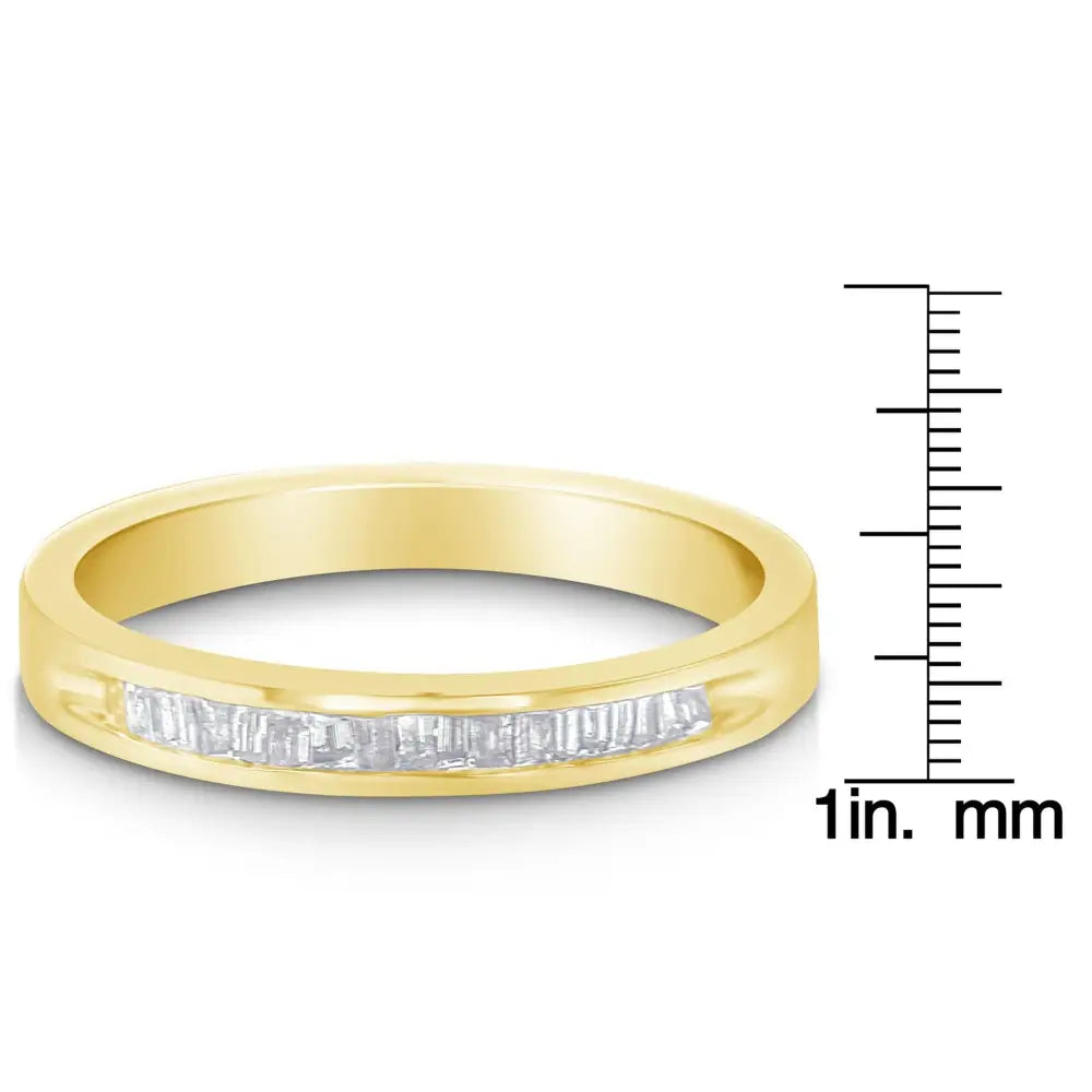 10k Yellow Gold Over.925 Sterling Silver 1/5 Cttw Diamond Channel-set Stackable Band Ring (h-i Color I1-i2 Clarity)