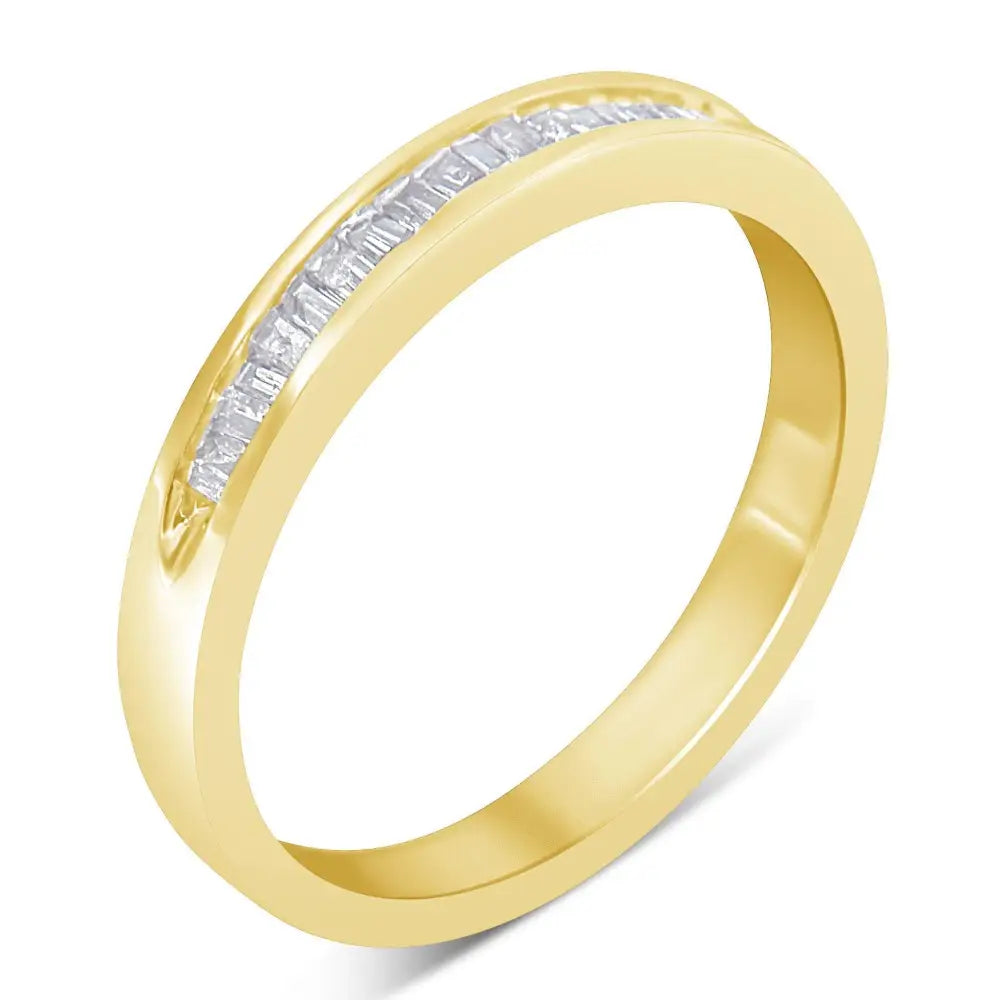 10k Yellow Gold Over.925 Sterling Silver 1/5 Cttw Diamond Channel-set Stackable Band Ring (h-i Color I1-i2 Clarity)