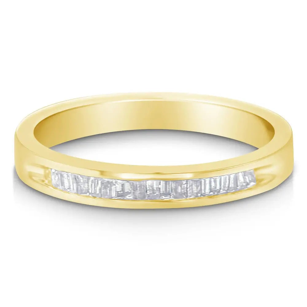 10k Yellow Gold Over.925 Sterling Silver 1/5 Cttw Diamond Channel-set Stackable Band Ring (h-i Color I1-i2 Clarity)