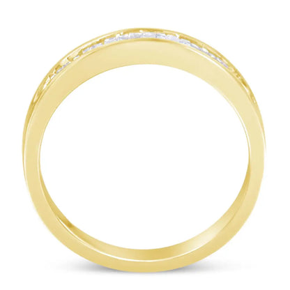 10k Yellow Gold Over.925 Sterling Silver 1/5 Cttw Diamond Channel-set Stackable Band Ring (h-i Color I1-i2 Clarity)