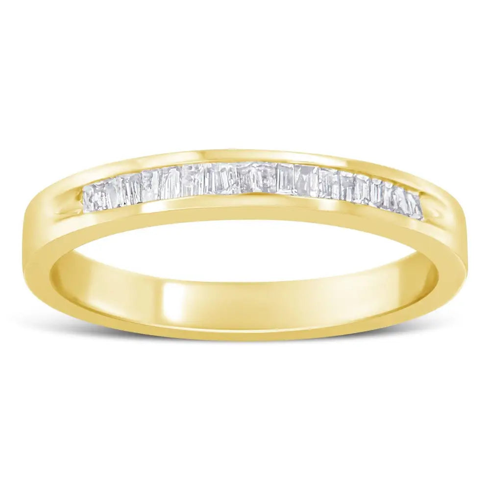 10k Yellow Gold Over.925 Sterling Silver 1/5 Cttw Diamond Channel-set Stackable Band Ring (h-i Color I1-i2 Clarity)