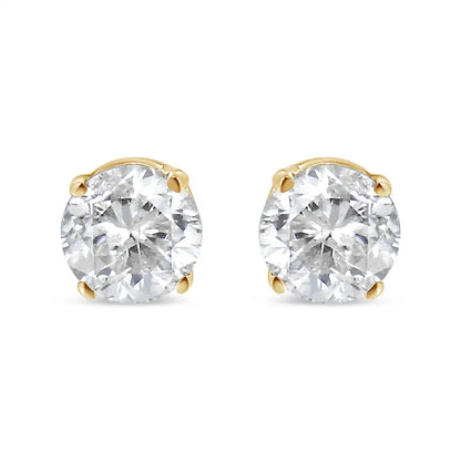 10k Yellow Gold Over.925 Sterling Silver 3/4 Cttw Round Brilliant-cut Diamond Classic 4-prong Stud Earrings (k-l Color