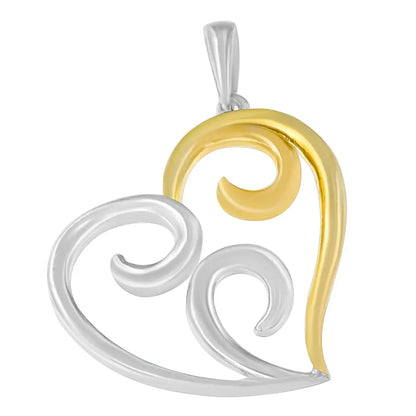 10k Yellow Gold Over.925 Sterling Silver Open Heart with Swirls 18’’ Box Chain Pendant Necklace - Fine Jewelry us Direct