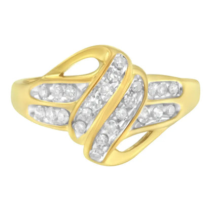 10k Yellow Gold Plated.925 Sterling Silver 1.0 Cttw Diamond Flower Cluster Open Halo Floral Ring (j-k Color I2-i3