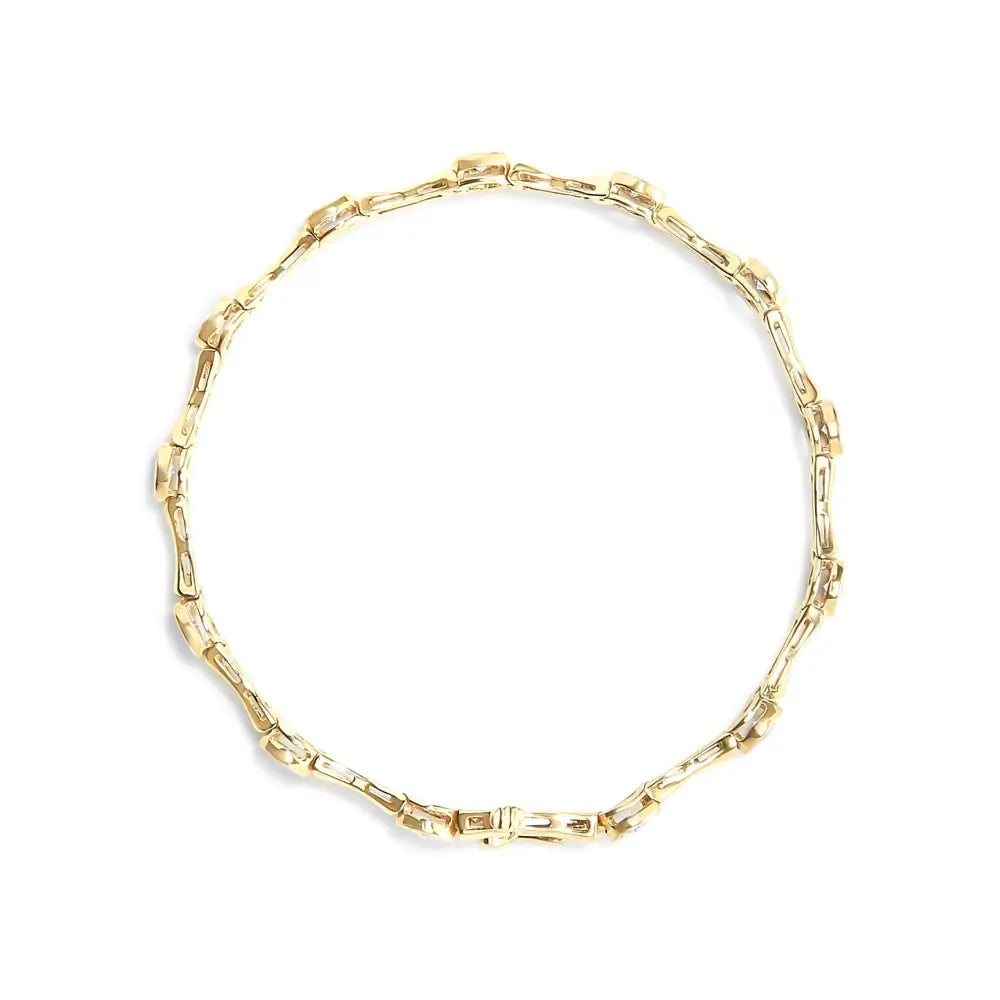 10k Yellow Gold Plated.925 Sterling Silver 1.0 Cttw Miracle Set Diamond Bezel Style Station Link Bracelet (h-i Color I3