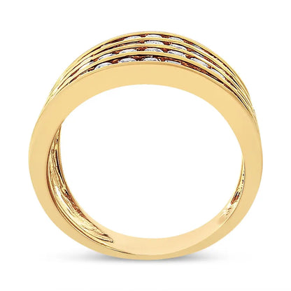 10k Yellow Gold Plated.925 Sterling Silver 1 1/2 Cttw Diamond 4 Row Channel Band Ring (champagne Color I2-i3 Clarity)