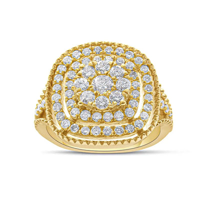 10k Yellow Gold Plated.925 Sterling Silver 1 1/4 Cttw Diamond Cocktail Ring (h-i Color I1-i2 Clarity) - Fine Jewelry