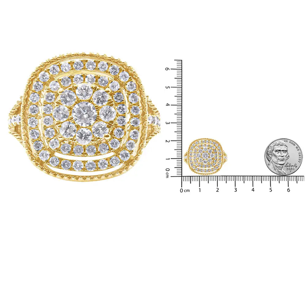 10k Yellow Gold Plated.925 Sterling Silver 1 1/4 Cttw Diamond Cocktail Ring (h-i Color I1-i2 Clarity) - Fine Jewelry