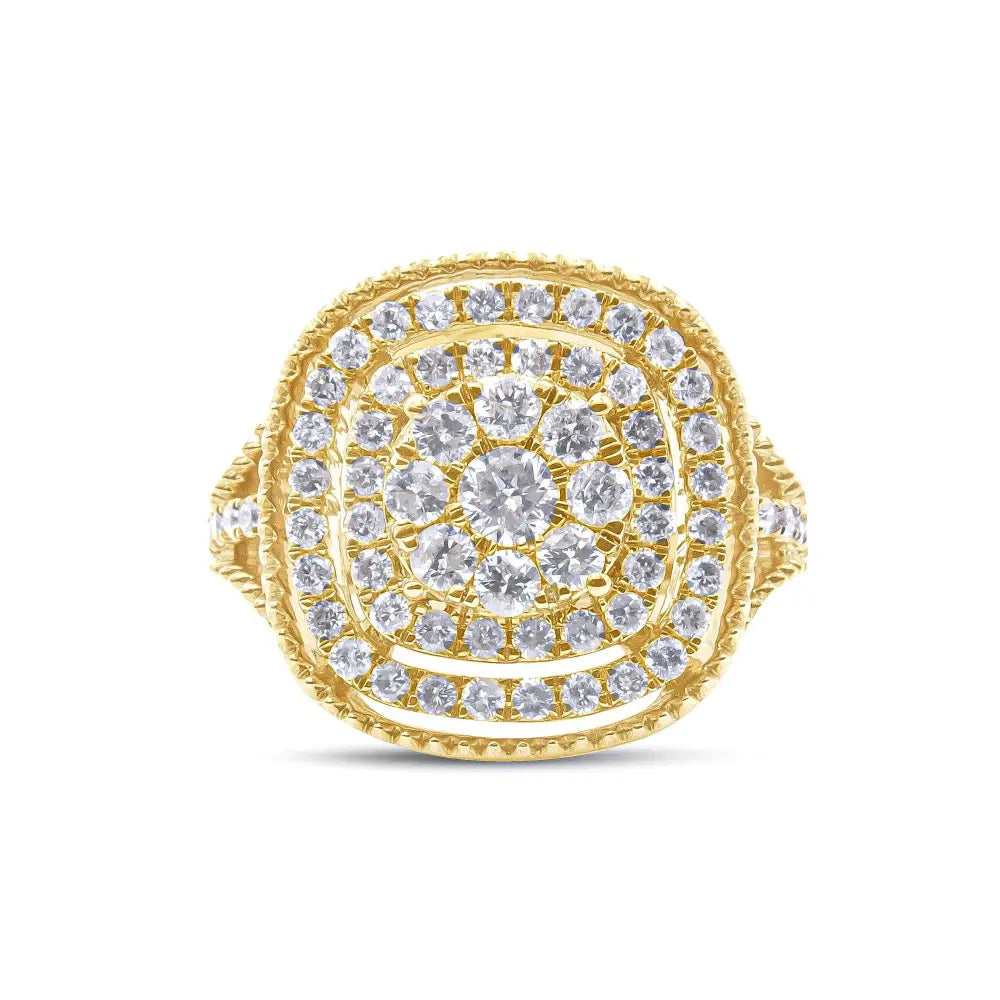 10k Yellow Gold Plated.925 Sterling Silver 1 1/4 Cttw Diamond Cocktail Ring (h-i Color I1-i2 Clarity) - Fine Jewelry