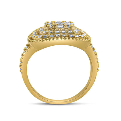 10k Yellow Gold Plated.925 Sterling Silver 1 1/4 Cttw Diamond Cocktail Ring (h-i Color I1-i2 Clarity) - Fine Jewelry