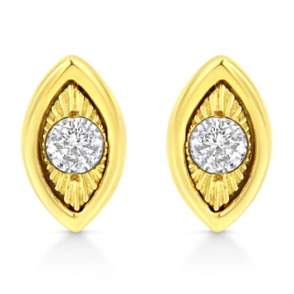 10k Yellow Gold Plated.925 Sterling Silver 1/10 Cttw Miracle-set Diamond Stud Earrings - Choice of Shapes - Fine