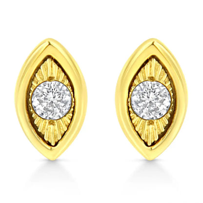 10k Yellow Gold Plated.925 Sterling Silver 1/10 Cttw Miracle-set Diamond Stud Earrings - Choice of Shapes - Fine