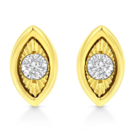 10k Yellow Gold Plated.925 Sterling Silver 1/10 Cttw Miracle-set Diamond Stud Earrings - Choice of Shapes - Fine