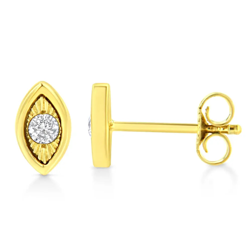 10k Yellow Gold Plated.925 Sterling Silver 1/10 Cttw Miracle-set Diamond Stud Earrings - Choice of Shapes - Fine