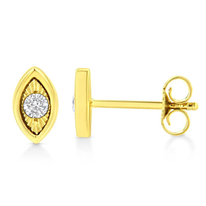 10k Yellow Gold Plated.925 Sterling Silver 1/10 Cttw Miracle-set Diamond Stud Earrings - Choice of Shapes - Fine