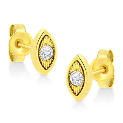 10k Yellow Gold Plated.925 Sterling Silver 1/10 Cttw Miracle-set Diamond Stud Earrings - Choice of Shapes - Fine