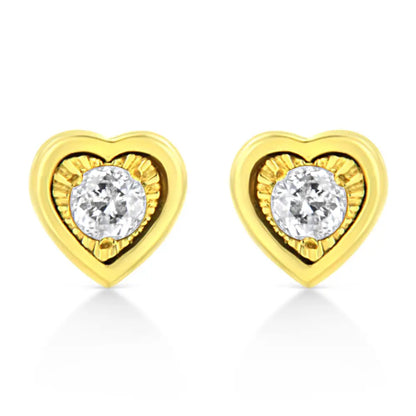 10k Yellow Gold Plated.925 Sterling Silver 1/10 Cttw Miracle-set Diamond Stud Earrings - Choice of Shapes - Fine