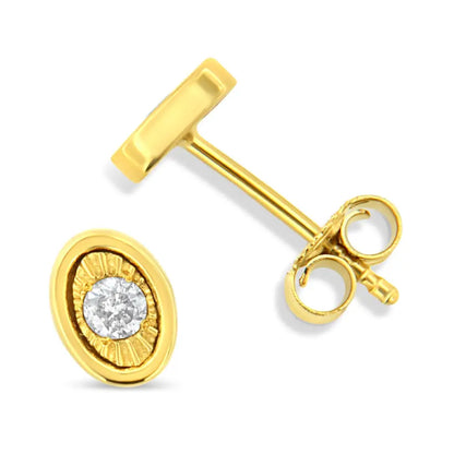 10k Yellow Gold Plated.925 Sterling Silver 1/10 Cttw Miracle-set Diamond Stud Earrings - Choice of Shapes - Fine