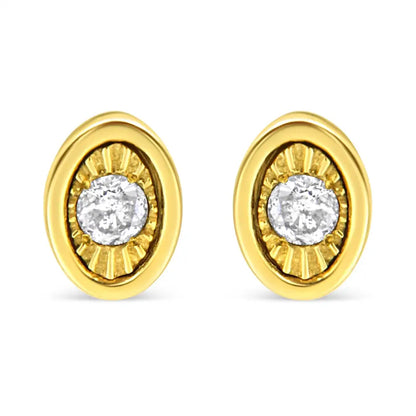 10k Yellow Gold Plated.925 Sterling Silver 1/10 Cttw Miracle-set Diamond Stud Earrings - Choice of Shapes - Fine