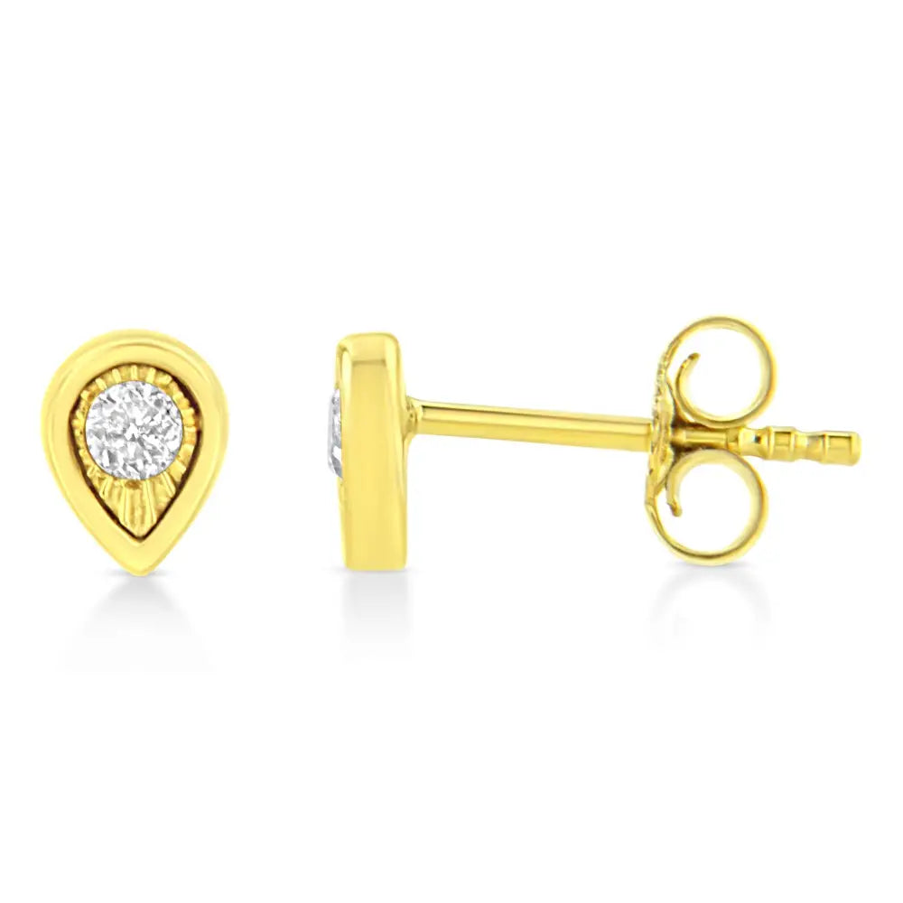 10k Yellow Gold Plated.925 Sterling Silver 1/10 Cttw Miracle-set Diamond Stud Earrings - Choice of Shapes - Fine