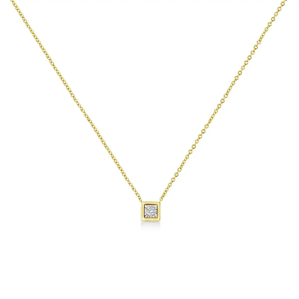 10k Yellow Gold Plated.925 Sterling Silver 1/10 Cttw Miracle Set Round Diamond 18’’ Pendant Necklace - Choice