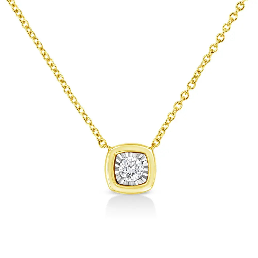 10k Yellow Gold Plated.925 Sterling Silver 1/10 Cttw Miracle Set Round Diamond 18’’ Pendant Necklace - Choice