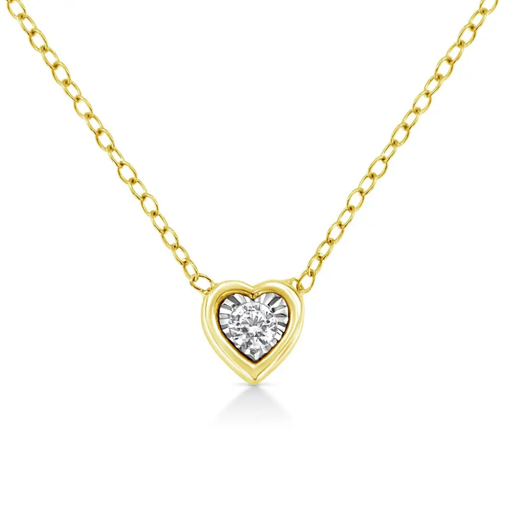 10k Yellow Gold Plated.925 Sterling Silver 1/10 Cttw Miracle Set Round Diamond 18’’ Pendant Necklace - Choice