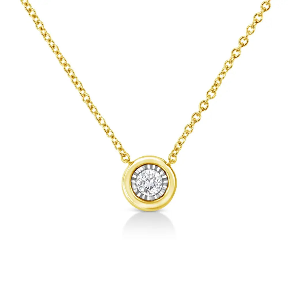 10k Yellow Gold Plated.925 Sterling Silver 1/10 Cttw Miracle Set Round Diamond 18’’ Pendant Necklace - Choice