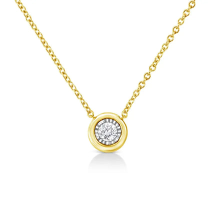 10k Yellow Gold Plated.925 Sterling Silver 1/10 Cttw Miracle Set Round Diamond 18’’ Pendant Necklace - Choice