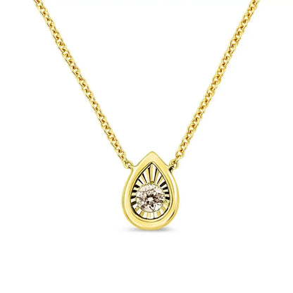 10k Yellow Gold Plated.925 Sterling Silver 1/10 Cttw Miracle Set Round Diamond 18’’ Pendant Necklace - Choice