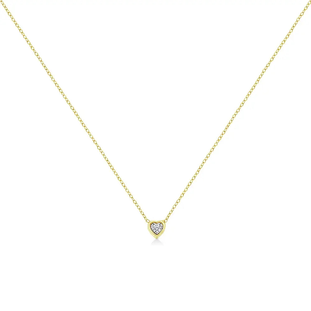 10k Yellow Gold Plated.925 Sterling Silver 1/10 Cttw Miracle Set Round Diamond 18’’ Pendant Necklace - Choice