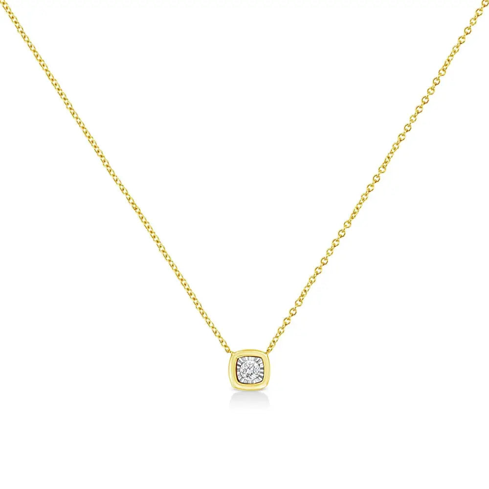 10k Yellow Gold Plated.925 Sterling Silver 1/10 Cttw Miracle Set Round Diamond 18’’ Pendant Necklace - Choice