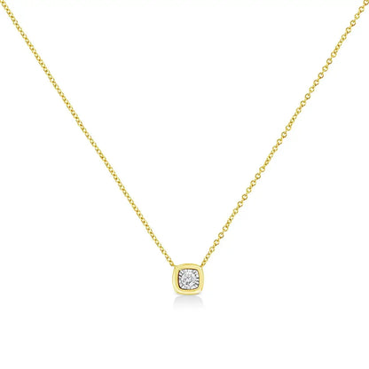 10k Yellow Gold Plated.925 Sterling Silver 1/10 Cttw Miracle Set Round Diamond 18’’ Pendant Necklace - Choice