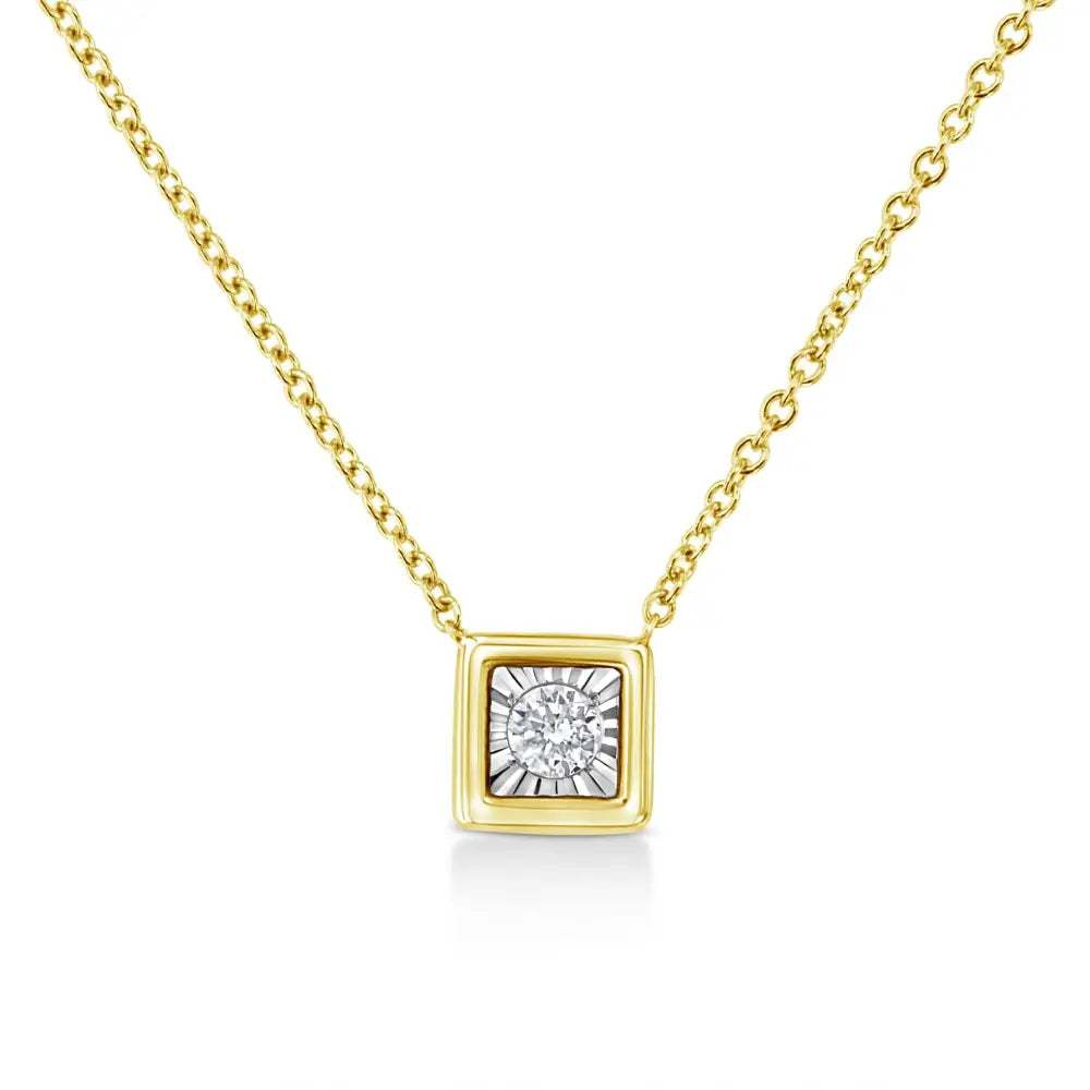 10k Yellow Gold Plated.925 Sterling Silver 1/10 Cttw Miracle Set Round Diamond 18’’ Pendant Necklace - Choice