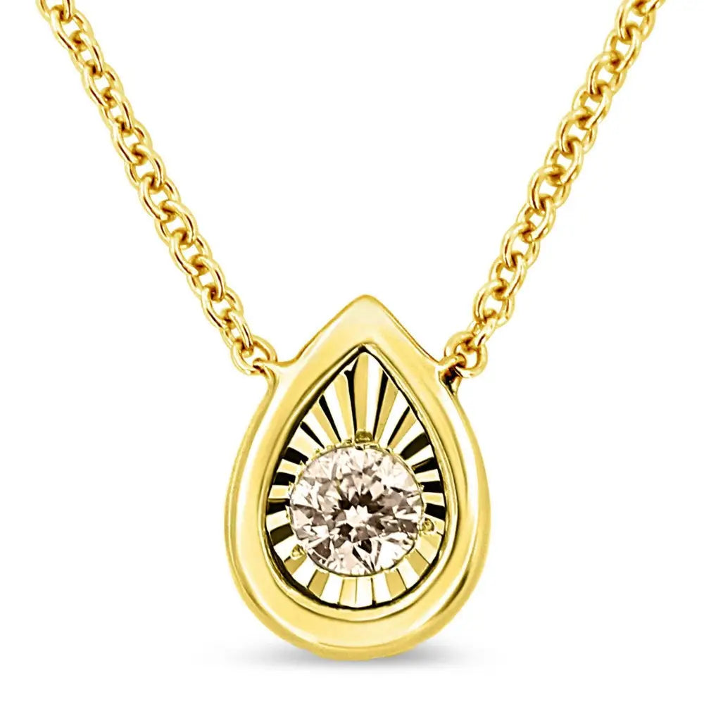 10k Yellow Gold Plated.925 Sterling Silver 1/10 Cttw Miracle Set Round Diamond 18’’ Pendant Necklace - Choice