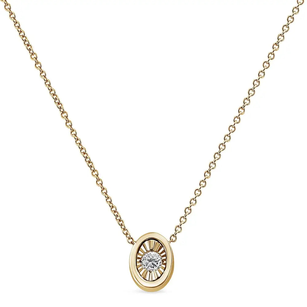 10k Yellow Gold Plated.925 Sterling Silver 1/10 Cttw Miracle Set Round Diamond 18’’ Pendant Necklace - Choice