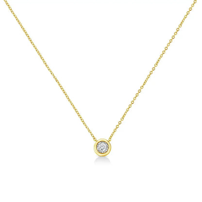 10k Yellow Gold Plated.925 Sterling Silver 1/10 Cttw Miracle Set Round Diamond 18’’ Pendant Necklace - Choice