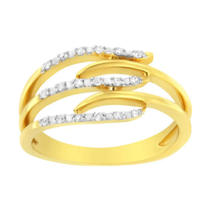 10k Yellow Gold Plated.925 Sterling Silver 1/10 Cttw Round-cut Diamond Fashion Ring (i-j Color I1-i2 Clarity) - Fine