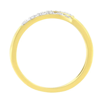 10k Yellow Gold Plated.925 Sterling Silver 1/10 Cttw Round-cut Diamond Fashion Ring (i-j Color I1-i2 Clarity) - Fine