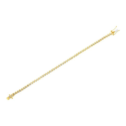 10k Yellow Gold Plated.925 Sterling Silver 1/2 Cttw 2-prong Set Diamond s Link Tennis Bracelet (i-j Color I3 Clarity)-