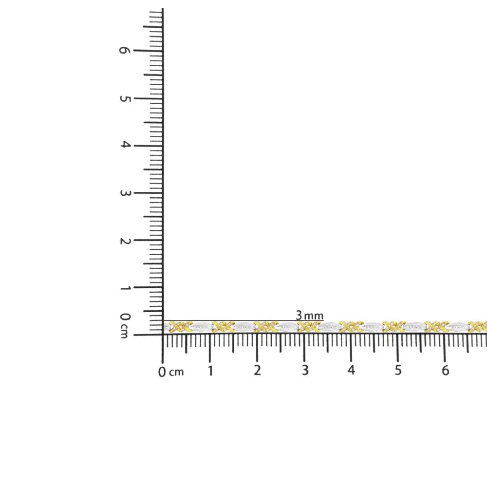 10k Yellow Gold Plated.925 Sterling Silver 1/2 Cttw Channel Set Round-cut Diamond x Link Bracelet (i-j Color I2-i3