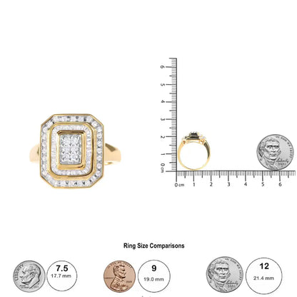 10k Yellow Gold Plated.925 Sterling Silver 1/2 Cttw Round & Baguette Diamond Ring (i-j Color I2-i3 Clarity) - Fine