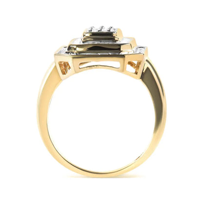 10k Yellow Gold Plated.925 Sterling Silver 1/2 Cttw Round & Baguette Diamond Ring (i-j Color I2-i3 Clarity) - Fine