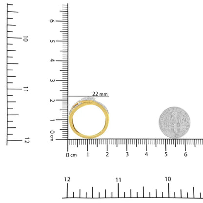 10k Yellow Gold Plated.925 Sterling Silver 1/2 Cttw Round-cut Diamond ?Belt Buckle’ Crossover Ring (j-k Color I2-i3