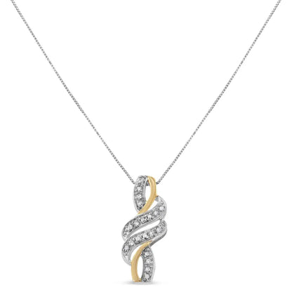 10k Yellow Gold Plated.925 Sterling Silver 1/20 Cttw Round Cut Diamond Swirl Pendant Necklace (h-i Color I2-i3 Clarity)