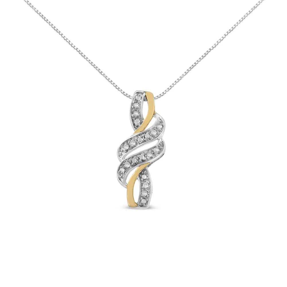 10k Yellow Gold Plated.925 Sterling Silver 1/20 Cttw Round Cut Diamond Swirl Pendant Necklace (h-i Color I2-i3 Clarity)