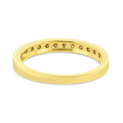 10k Yellow Gold Plated.925 Sterling Silver 1/4 Cttw Champagne Diamond 11 Stone Band Ring (k-l Color I1-i2 Clarity)