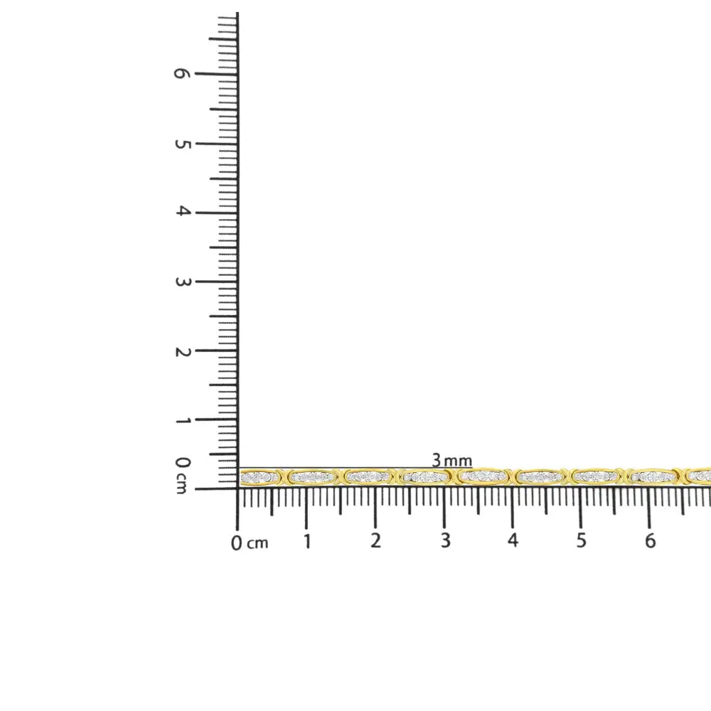 10k Yellow Gold Plated.925 Sterling Silver 1/4 Cttw Channel Set Round Diamond x Link Bracelet (i-j Color I2-i3 Clarity)