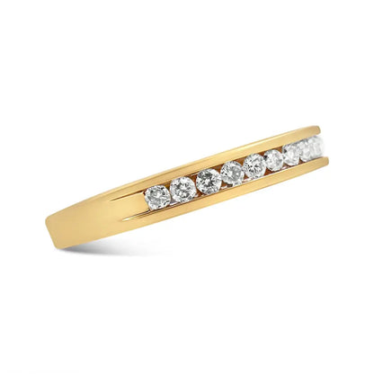 10k Yellow Gold Plated.925 Sterling Silver 1/4 Cttw Channel Set Round Diamond 11 Stone Wedding Band Ring (k-l Color