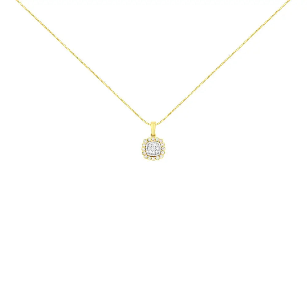 10k Yellow Gold Plated.925 Sterling Silver 1/4 Cttw Diamond 18’’ Pendant Necklace (i-j Color I1-i2 Clarity) - Fine